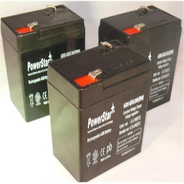 Batteryjack PowerStar AGM5-6-3Pack 3 - 6V; 5Ah Sealed Lead Acid Battery Replacement For Alarms; ATVs & Motorcycles Spill Proof AGM5-6-3Pack - main